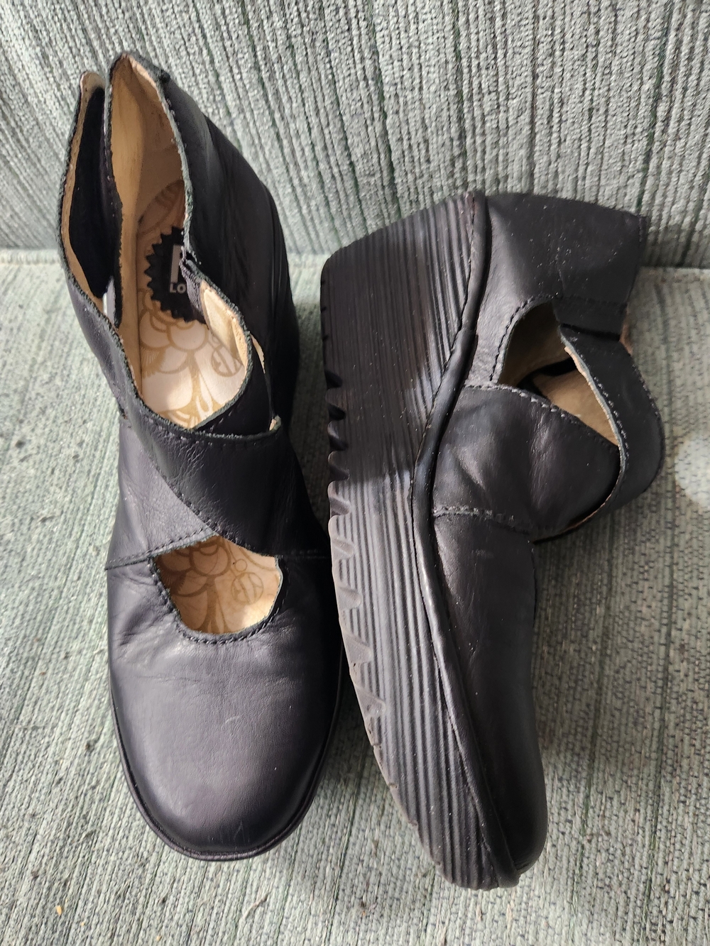 🍉Fly London Black Leather Platform Wedge - Picture 3 of 7